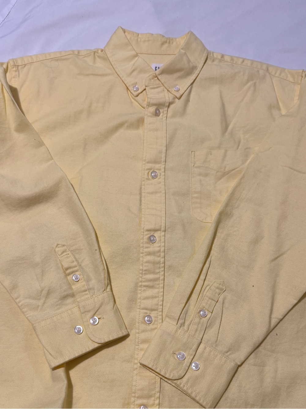 GAP Pale Yellow Button-Down Long Sleeve Shirt